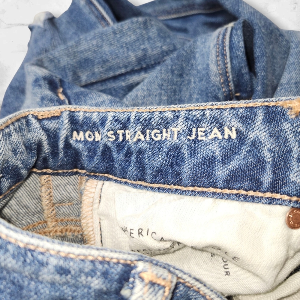 Womens american Eagle Mom Straight Jeans Distressed - Picture 4 of 7